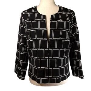 Austin Reed Black and White Check Square Geometric Women's Patterned Blazer 12